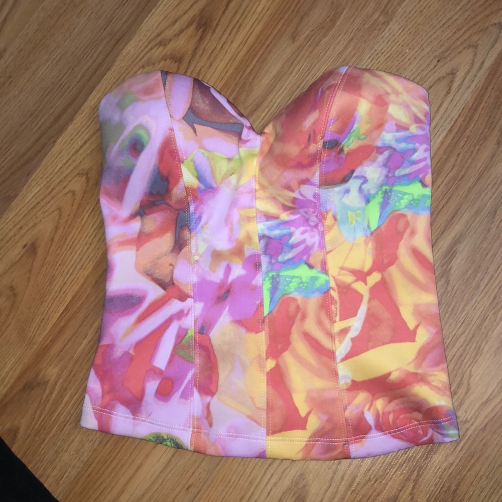Coral printed bustier